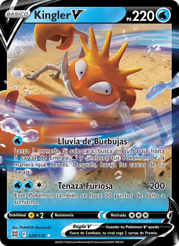 Kingler V 028 — Astros Brillantes (Spanish Pokémon TCG card)
