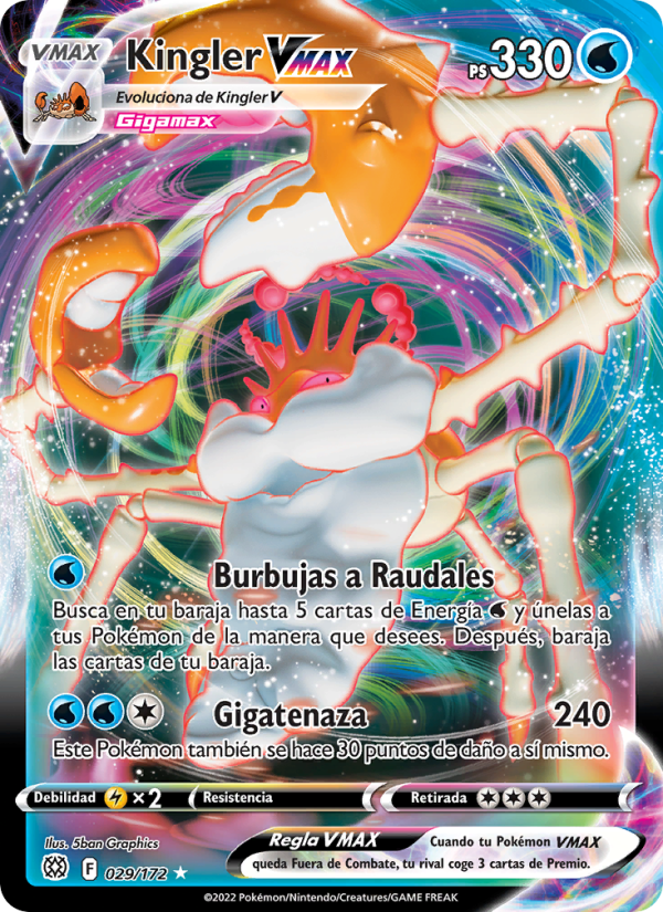 Kingler VMAX 029 — Astros Brillantes (Spanish Pokémon TCG card)