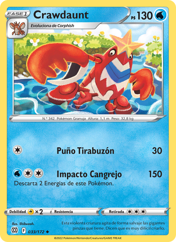Crawdaunt 033 — Astros Brillantes (Spanish Pokémon TCG card)