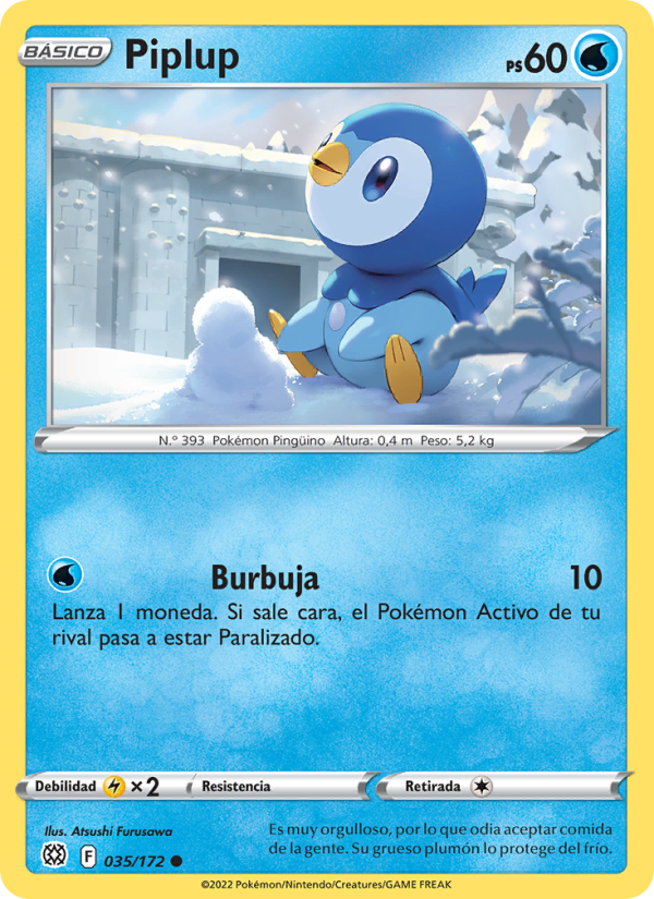 Piplup 035 — Astros Brillantes (Spanish Pokémon TCG card)