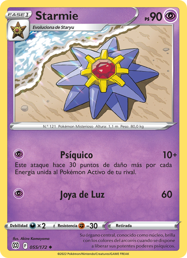 Starmie 055 — Astros Brillantes (Spanish Pokémon TCG card)
