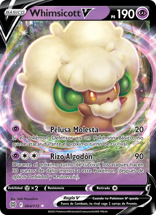 Whimsicott V 064 — Astros Brillantes (Spanish Pokémon TCG card)