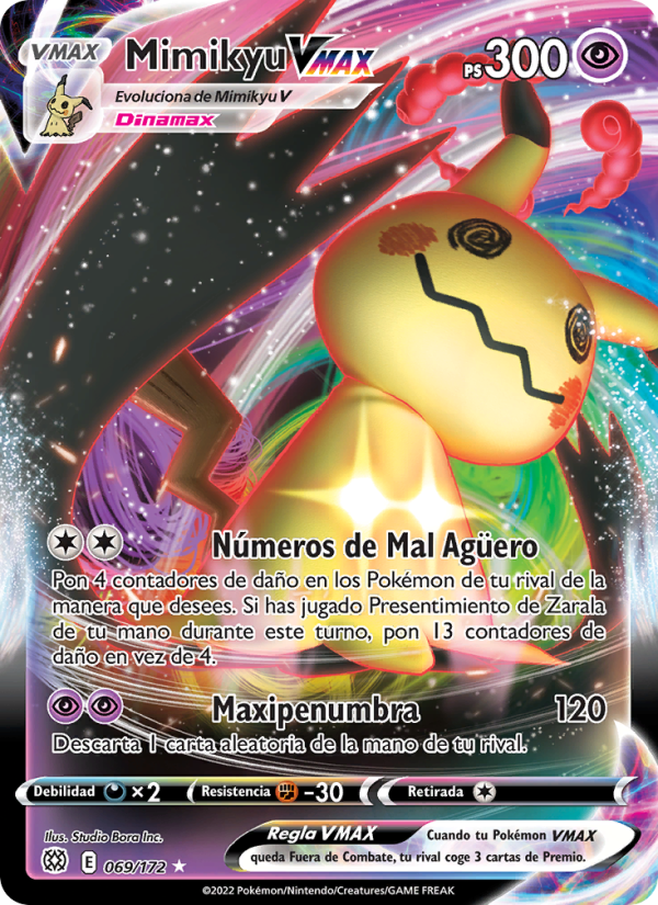 Mimikyu VMAX 069 — Astros Brillantes (Spanish Pokémon TCG card)