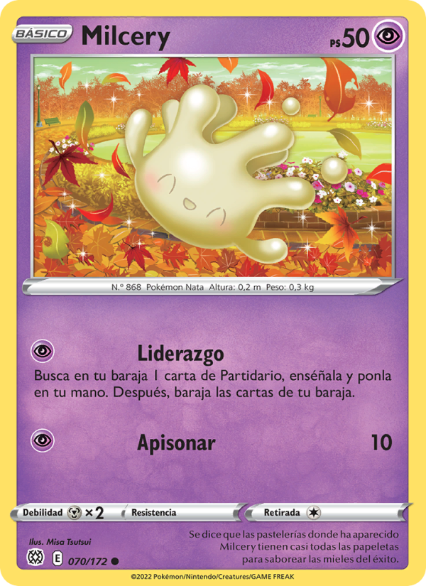 Milcery 070 — Astros Brillantes (Spanish Pokémon TCG card)