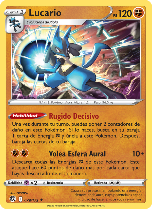 Lucario 079 — Astros Brillantes (Spanish Pokémon TCG card)