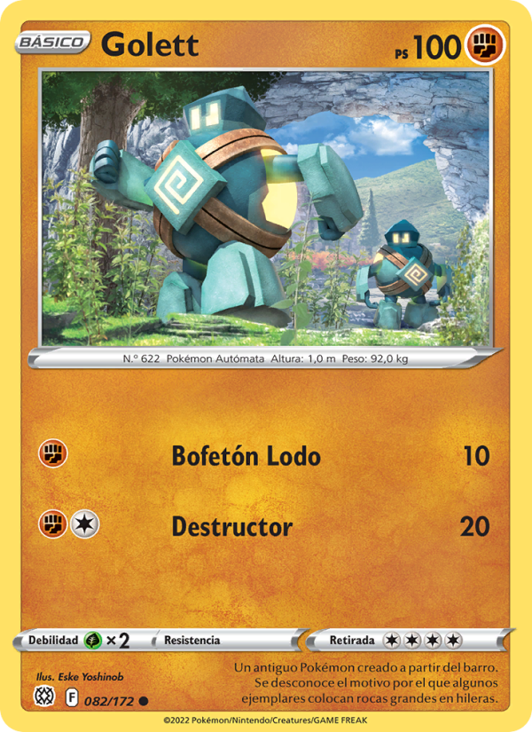 Golett 082 — Astros Brillantes (Spanish Pokémon TCG card)