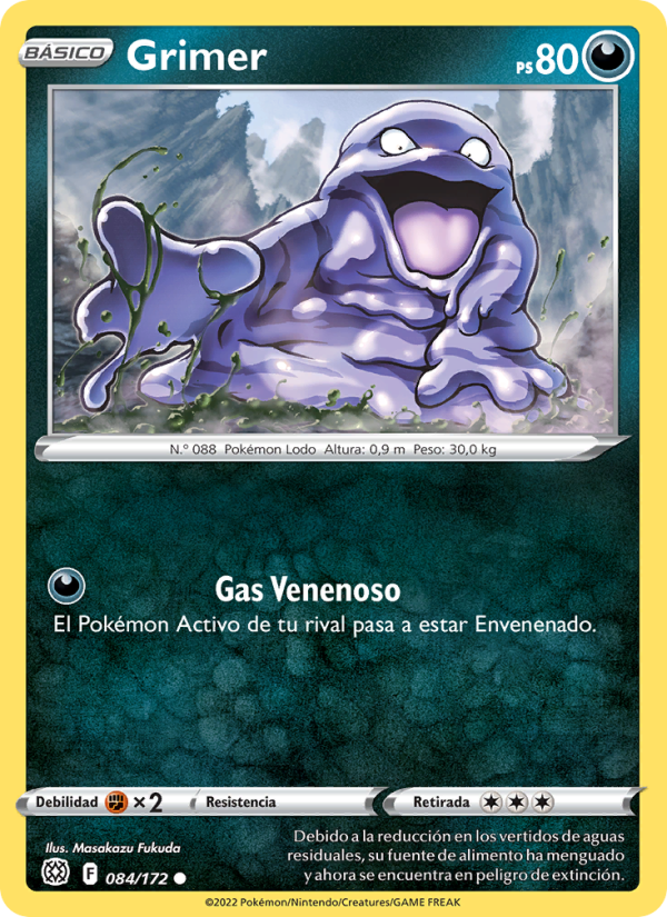 Grimer 084 — Astros Brillantes (Spanish Pokémon TCG card)