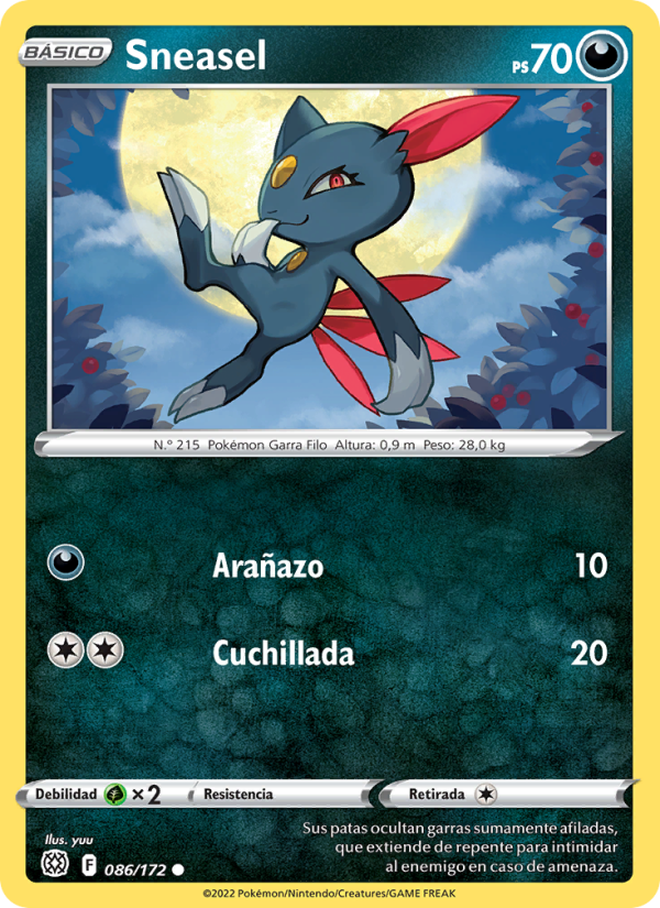 Sneasel 086 — Astros Brillantes (Spanish Pokémon TCG card)