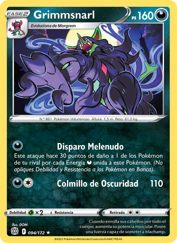 Grimmsnarl 094 — Astros Brillantes (Spanish Pokémon TCG card)