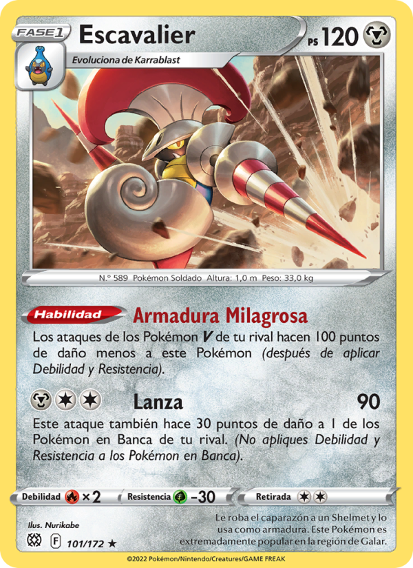 Escavalier 101 — Astros Brillantes (Spanish Pokémon TCG card)
