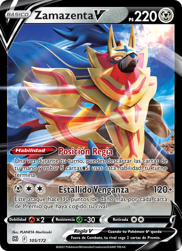 Zamazenta V 105 — Astros Brillantes (Spanish Pokémon TCG card)