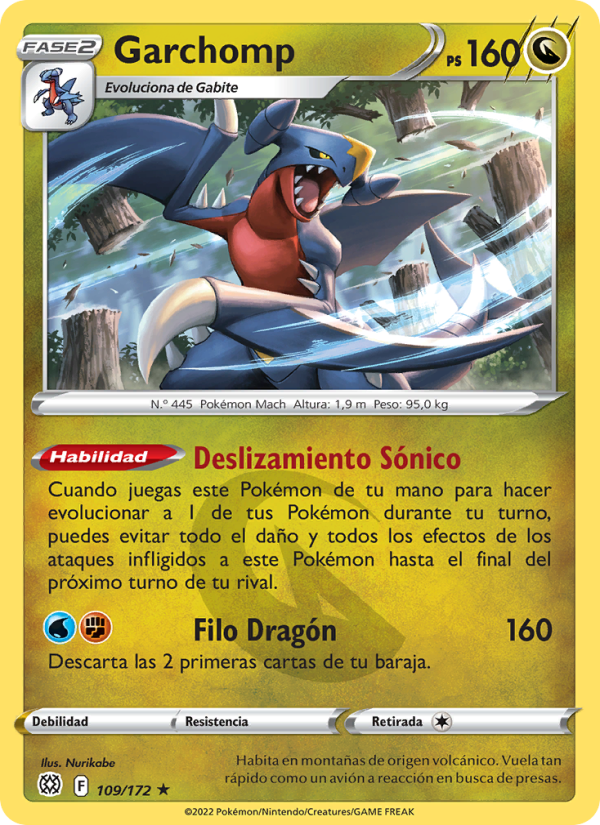 Garchomp 109 — Astros Brillantes (Spanish Pokémon TCG card)