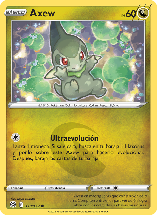 Axew 110 — Astros Brillantes (Spanish Pokémon TCG card)