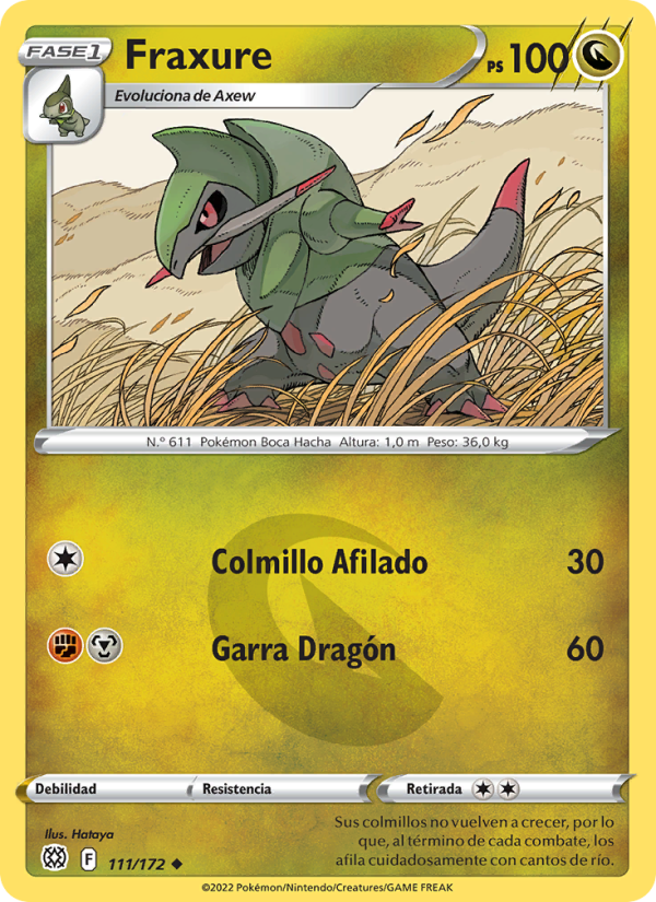 Fraxure 111 — Astros Brillantes (Spanish Pokémon TCG card)