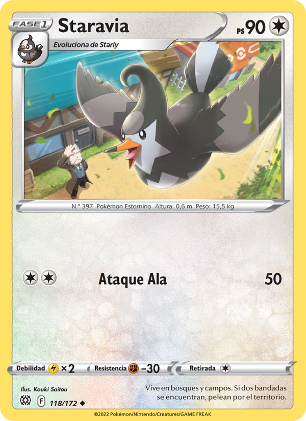 Staravia 118 — Astros Brillantes (Spanish Pokémon TCG card)