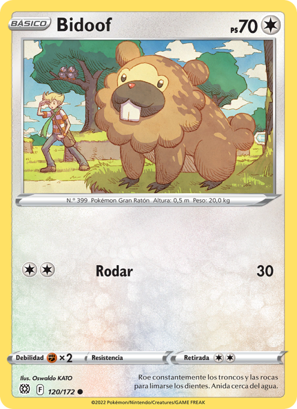 Bidoof 120 — Astros Brillantes (Spanish Pokémon TCG card)