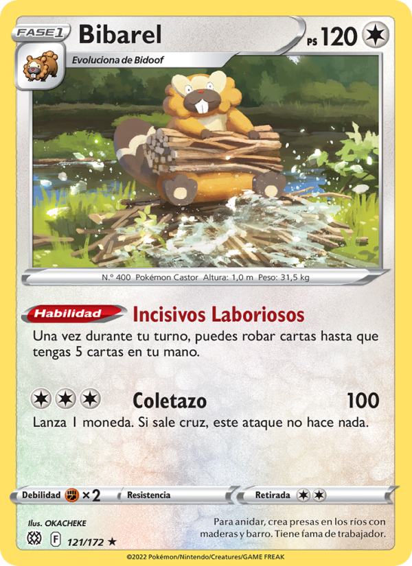 Bibarel 121 — Astros Brillantes (Spanish Pokémon TCG card)
