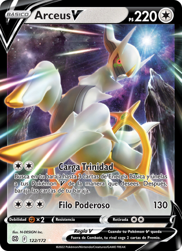 Arceus V 122 — Astros Brillantes (Spanish Pokémon TCG card)