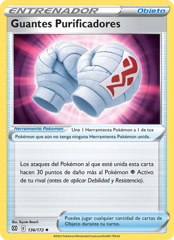Guantes Purificadores 136 — Astros Brillantes (Spanish Pokémon TCG card)
