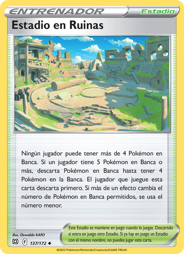 Estadio en Ruinas 137 — Astros Brillantes (Spanish Pokémon TCG card)