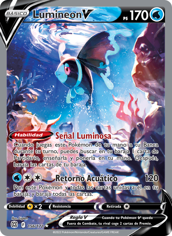 Lumineon V 156 — Astros Brillantes (Spanish Pokémon TCG card)