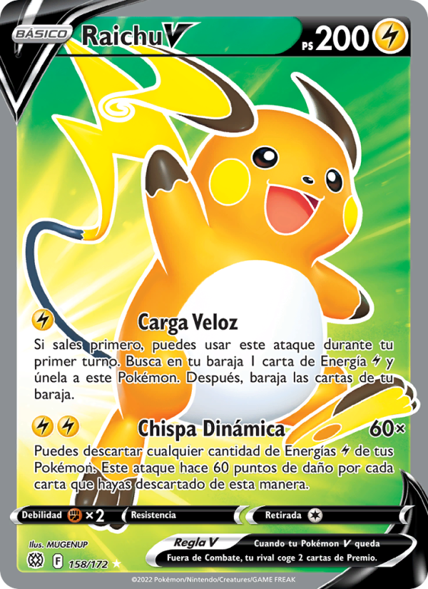 Raichu V 158 — Astros Brillantes (Spanish Pokémon TCG card)