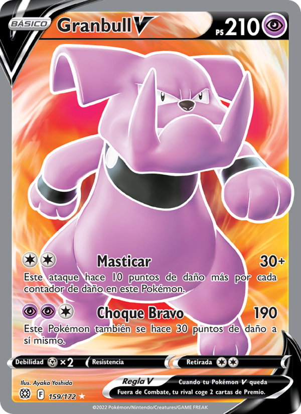 Granbull V 159 — Astros Brillantes (Spanish Pokémon TCG card)