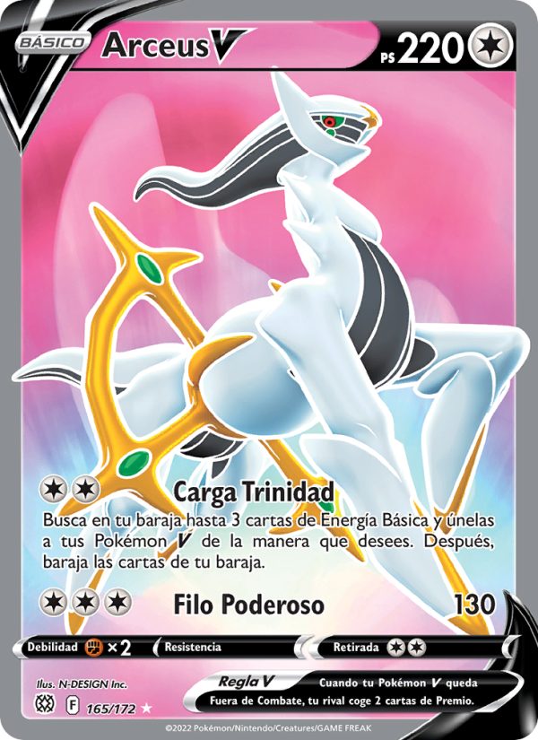 Arceus V 165 — Astros Brillantes (Spanish Pokémon TCG card)