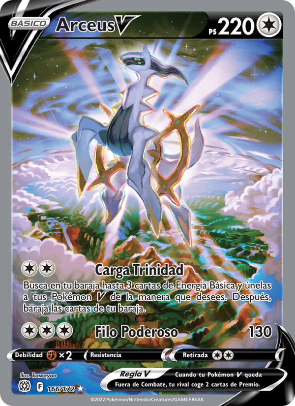 Arceus V 166 — Astros Brillantes (Spanish Pokémon TCG card)