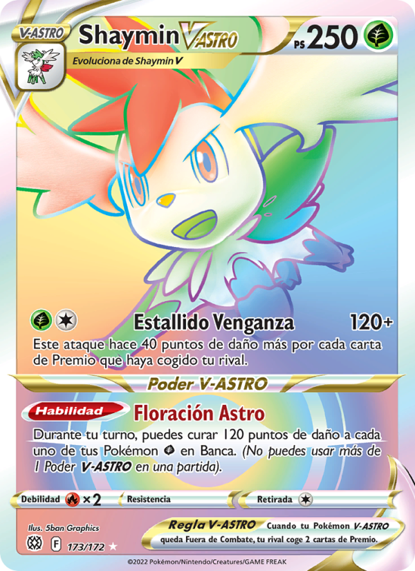Shaymin V-ASTRO 173 — Astros Brillantes (Spanish Pokémon TCG card)
