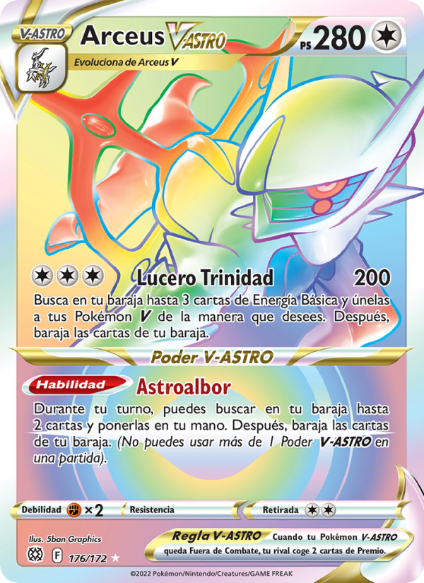 Arceus V-ASTRO 176 — Astros Brillantes (Spanish Pokémon TCG card)