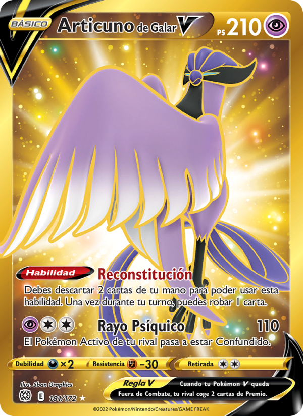Articuno de Galar V 181 — Astros Brillantes (Spanish Pokémon TCG card)