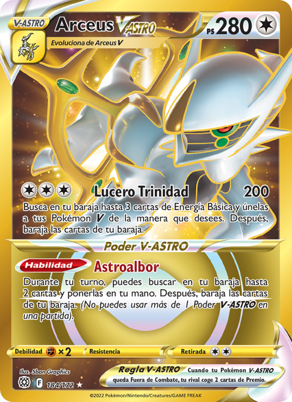 Arceus V-ASTRO 184 — Astros Brillantes (Spanish Pokémon TCG card)