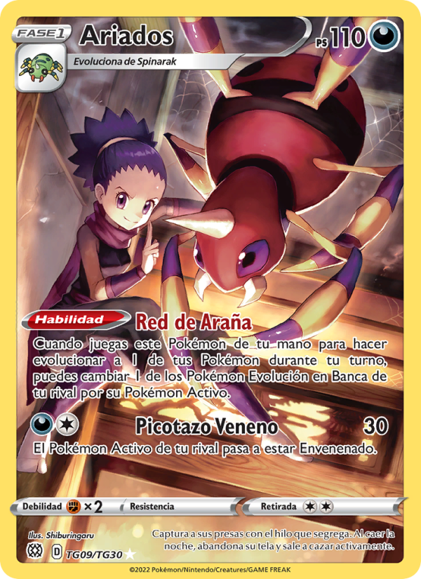 Ariados TG09 — Astros Brillantes (Spanish Pokémon TCG card)