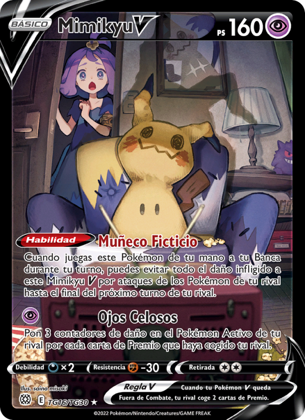 Mimikyu V TG16 — Astros Brillantes (Spanish Pokémon TCG card)