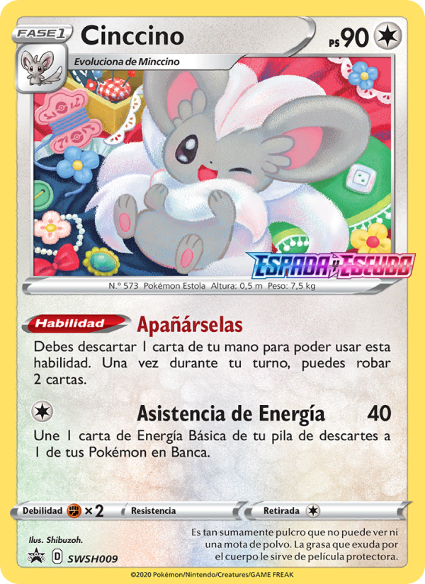 Cinccino SWSH009 — Cartas de promoción ESES (Spanish Pokémon TCG card)