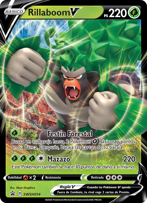 Rillaboom V SWSH014 — Cartas de promoción ESES (Spanish Pokémon TCG card)