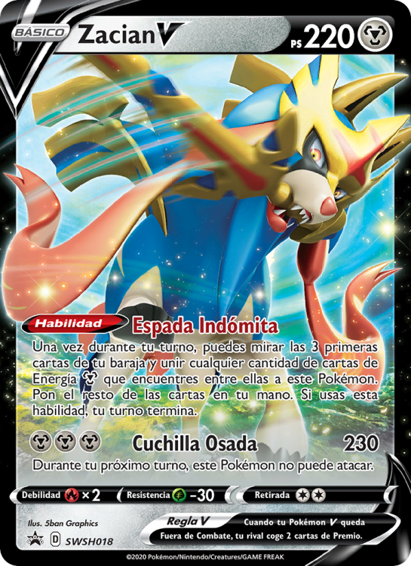 Zacian V SWSH018 — Cartas de promoción ESES (Spanish Pokémon TCG card)