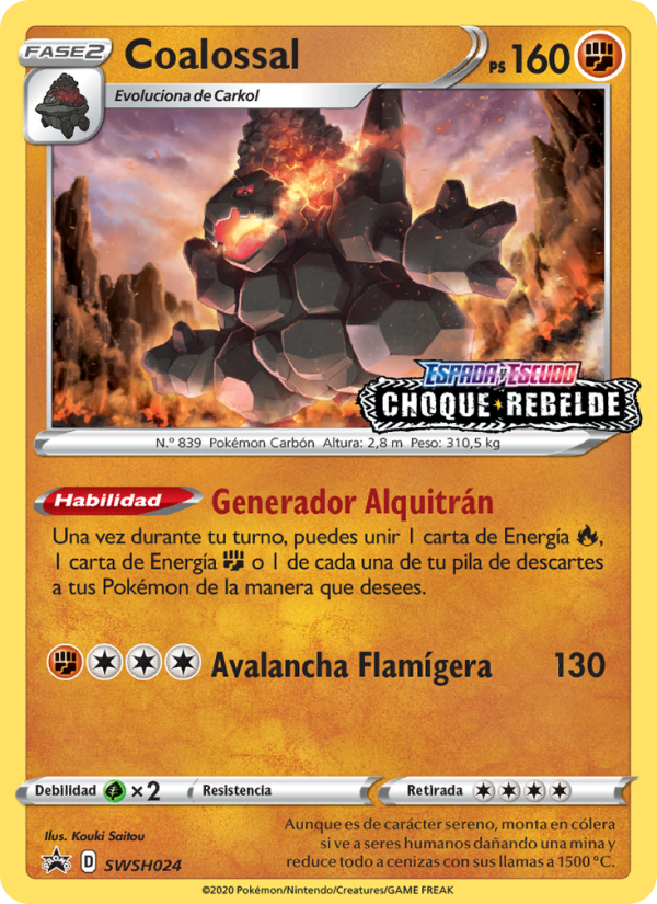 Coalossal SWSH024 — Cartas de promoción ESES (Spanish Pokémon TCG card)