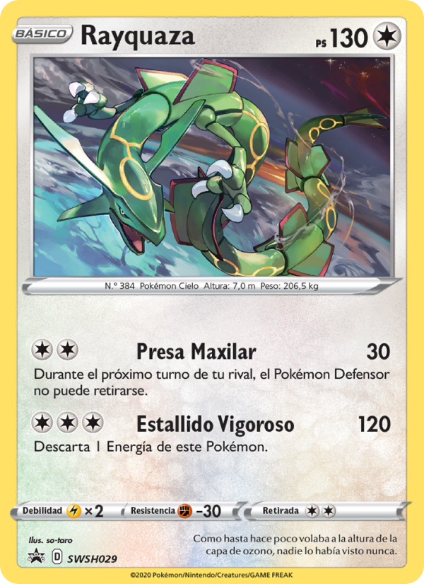 Rayquaza SWSH029 — Cartas de promoción ESES (Spanish Pokémon TCG card)