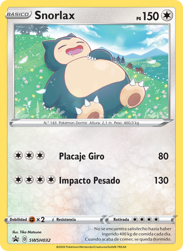 Snorlax SWSH032 — Cartas de promoción ESES (Spanish Pokémon TCG card)