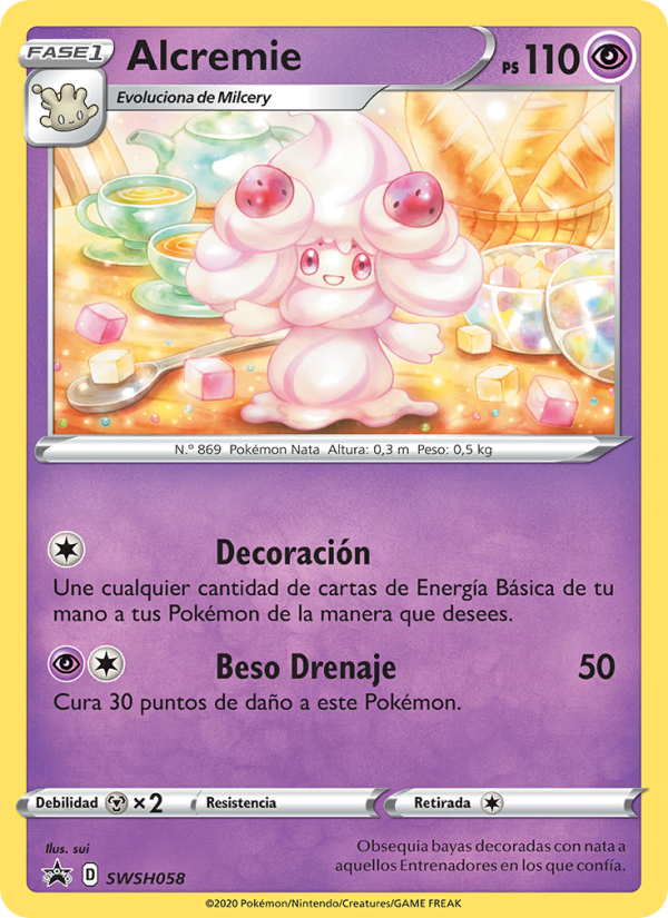 Alcremie SWSH058 — Cartas de promoción ESES (Spanish Pokémon TCG card)
