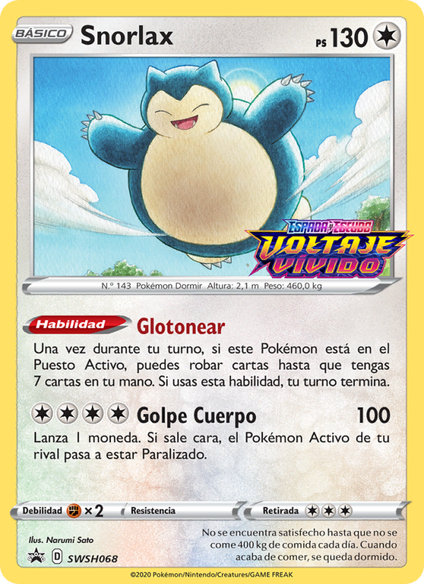 Snorlax SWSH068 — Cartas de promoción ESES (Spanish Pokémon TCG card)