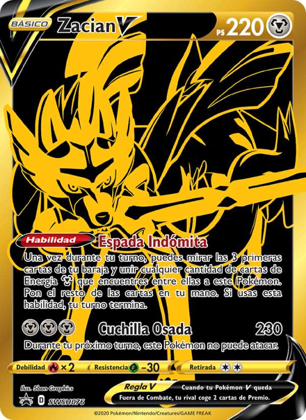 Zacian V SWSH076 — Cartas de promoción ESES (Spanish Pokémon TCG card)