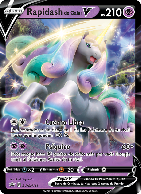 Rapidash de Galar V SWSH111 — Cartas de promoción ESES (Spanish Pokémon TCG card)