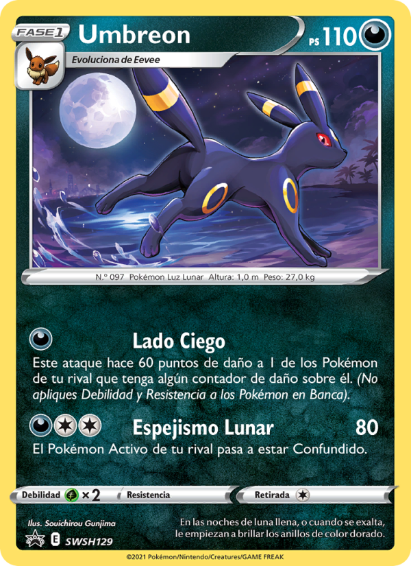 Umbreon SWSH129 — Cartas de promoción ESES (Spanish Pokémon TCG card)