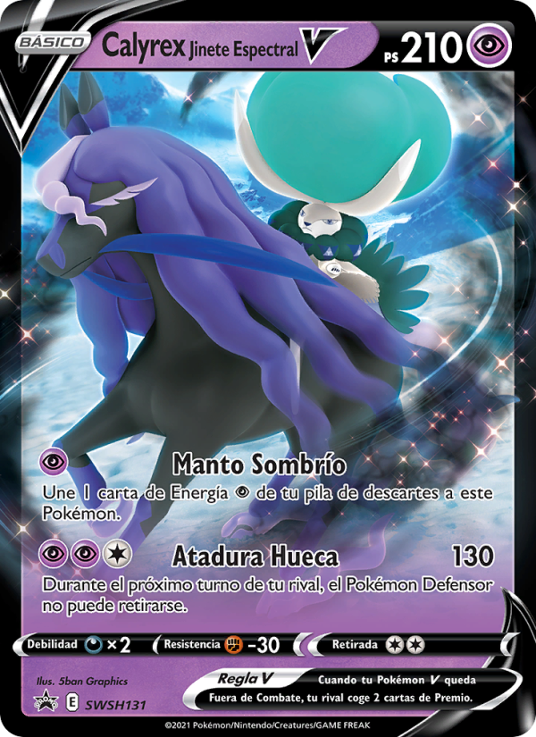 Calyrex Jinete Espectral V SWSH131 — Cartas de promoción ESES (Spanish Pokémon TCG card)