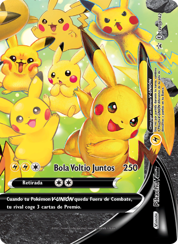 Pikachu V-UNIÓN SWSH142 — Cartas de promoción ESES (Spanish Pokémon TCG card)