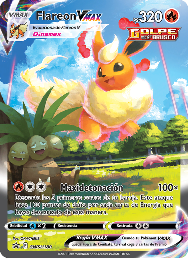 Flareon VMAX SWSH180 — Cartas de promoción ESES (Spanish Pokémon TCG card)