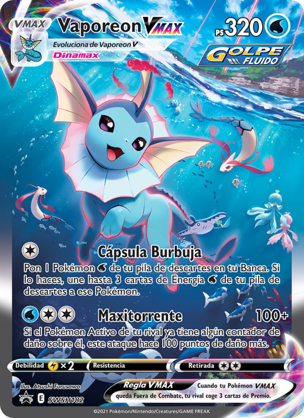 Vaporeon VMAX SWSH182 — Cartas de promoción ESES (Spanish Pokémon TCG card)